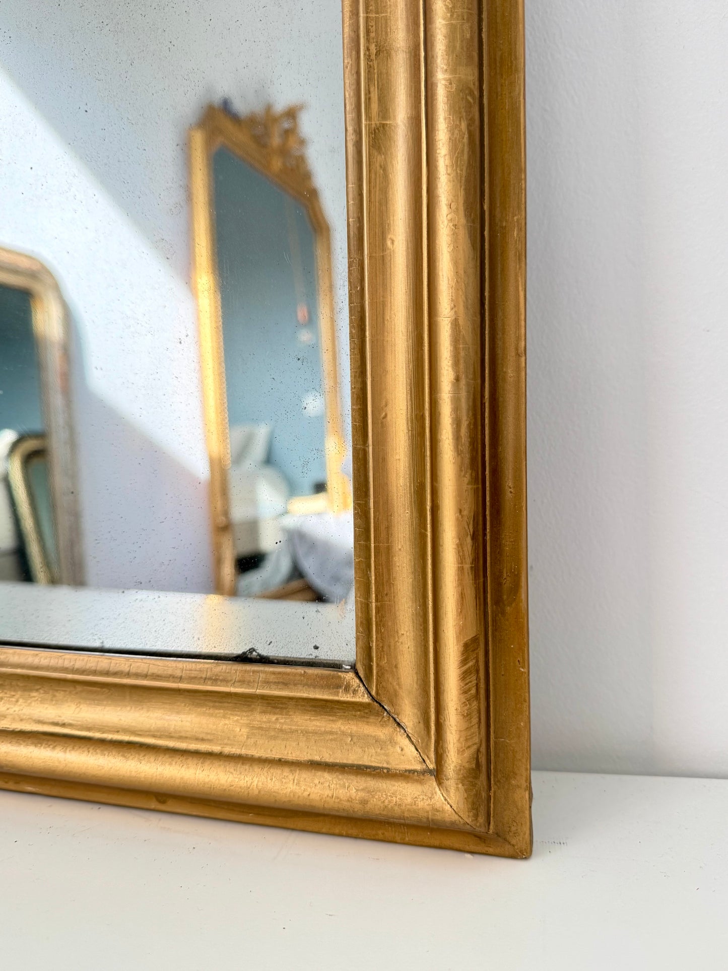 Petit miroir ancien doré Louis Philippe