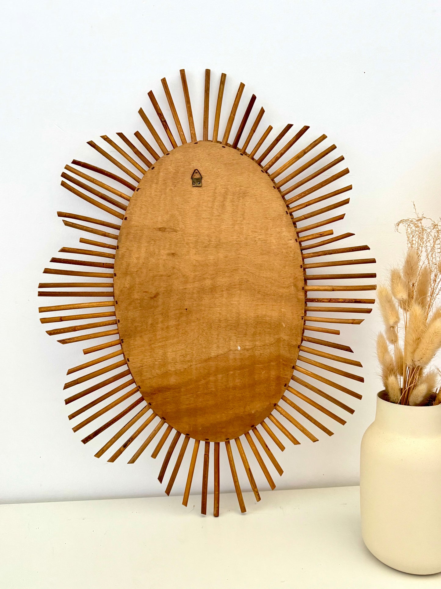 Miroir soleil en rotin