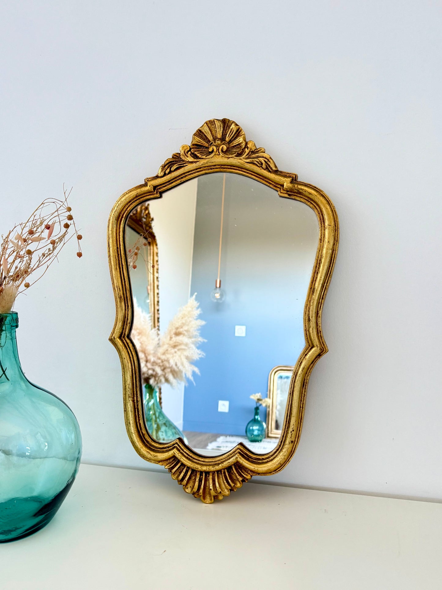 Miroir ancien doré, de style baroque