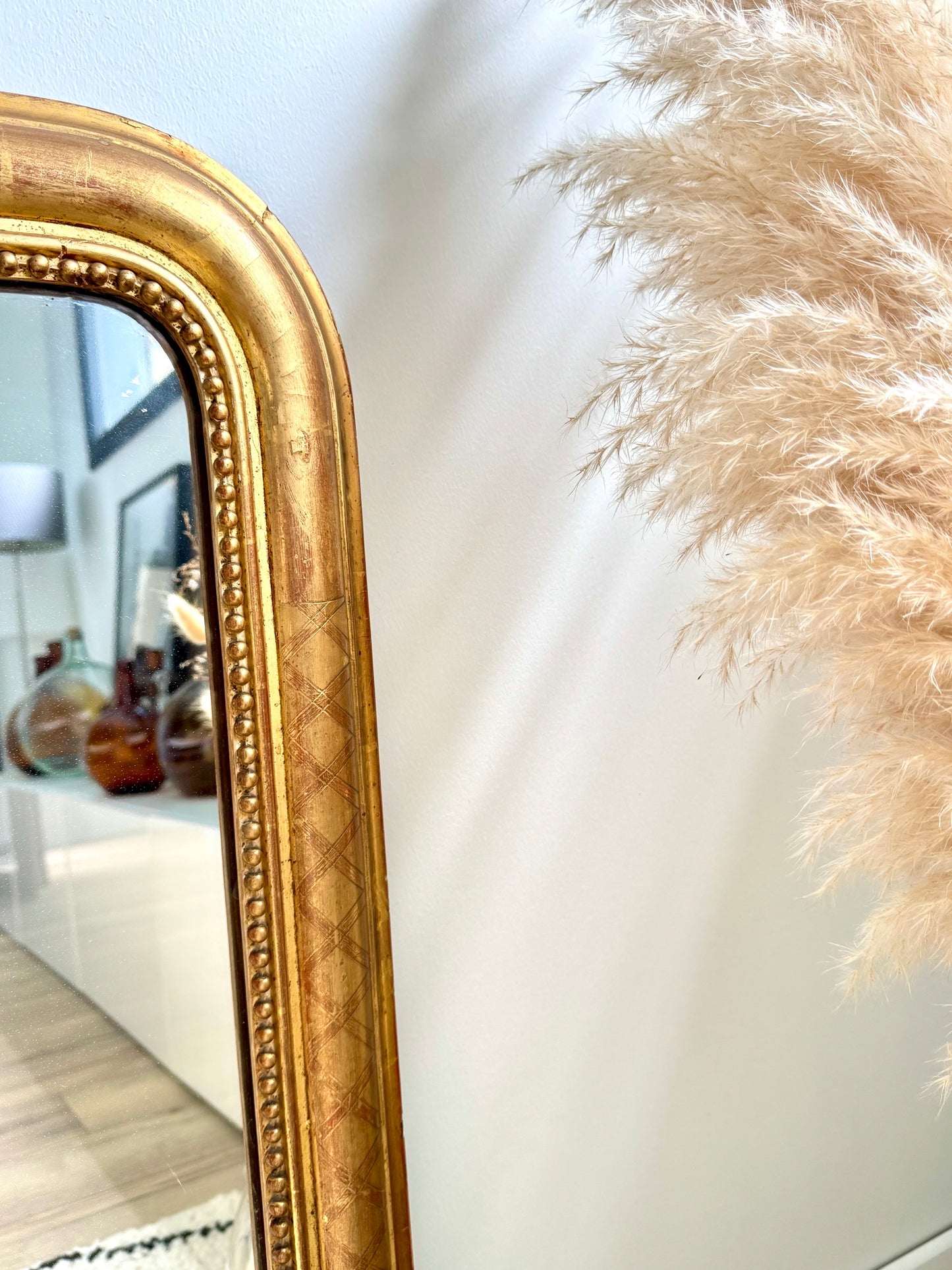 Miroir ancien Louis Philippe, doré à la feuille d’or