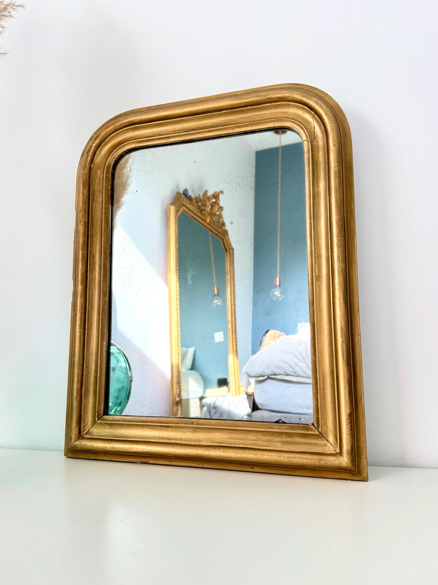Petit miroir ancien doré Louis Philippe