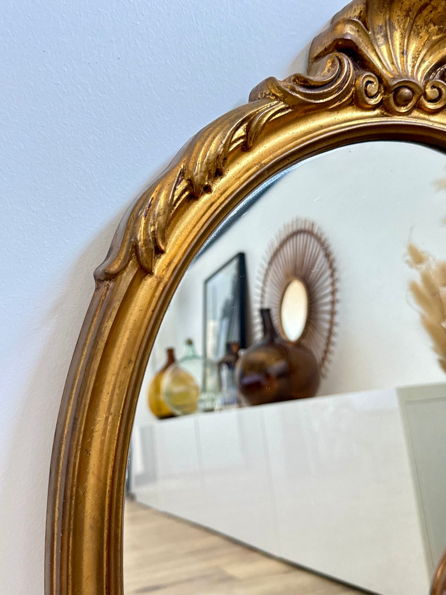 Miroir ovale doré