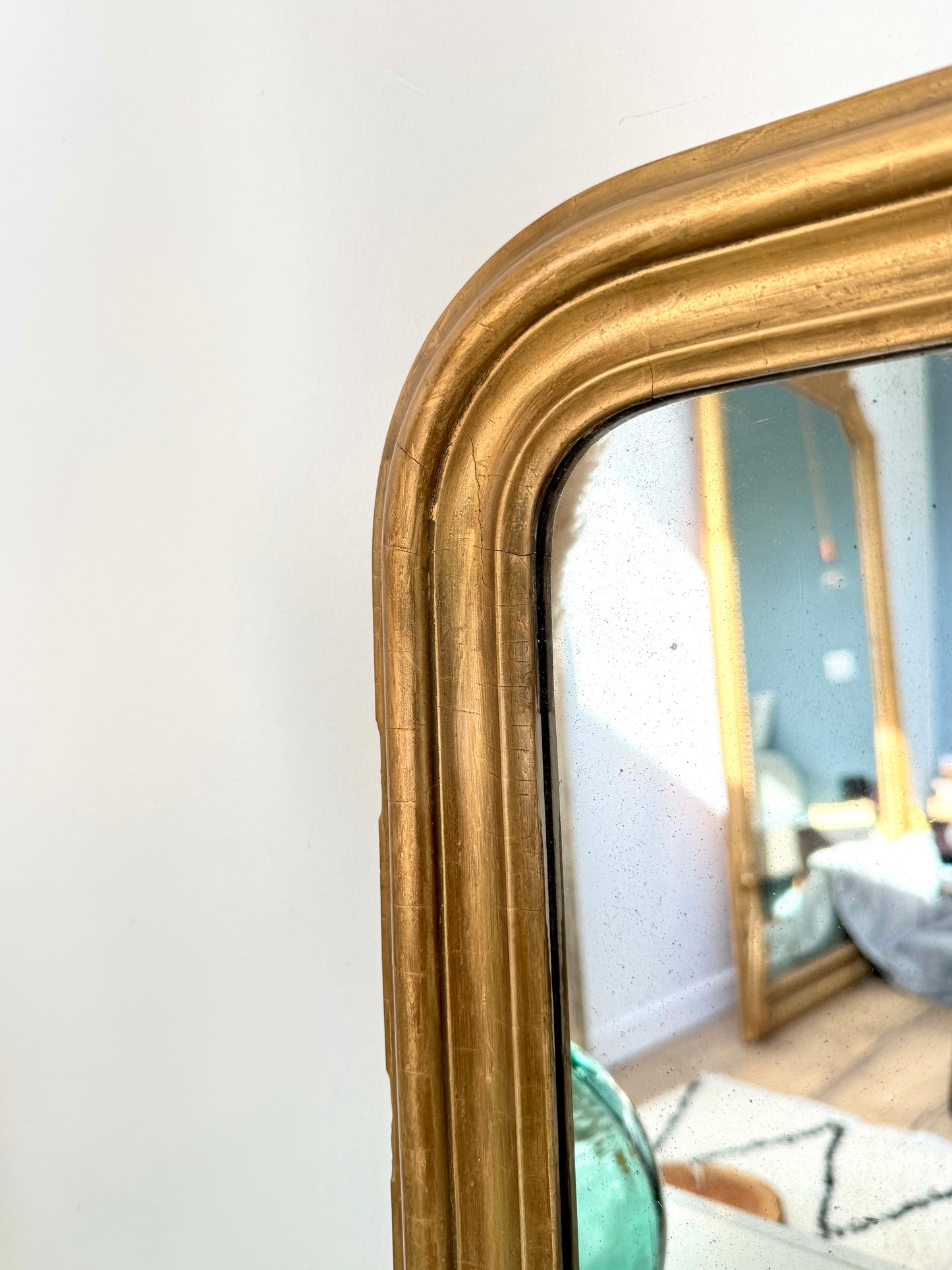 Petit miroir ancien doré Louis Philippe