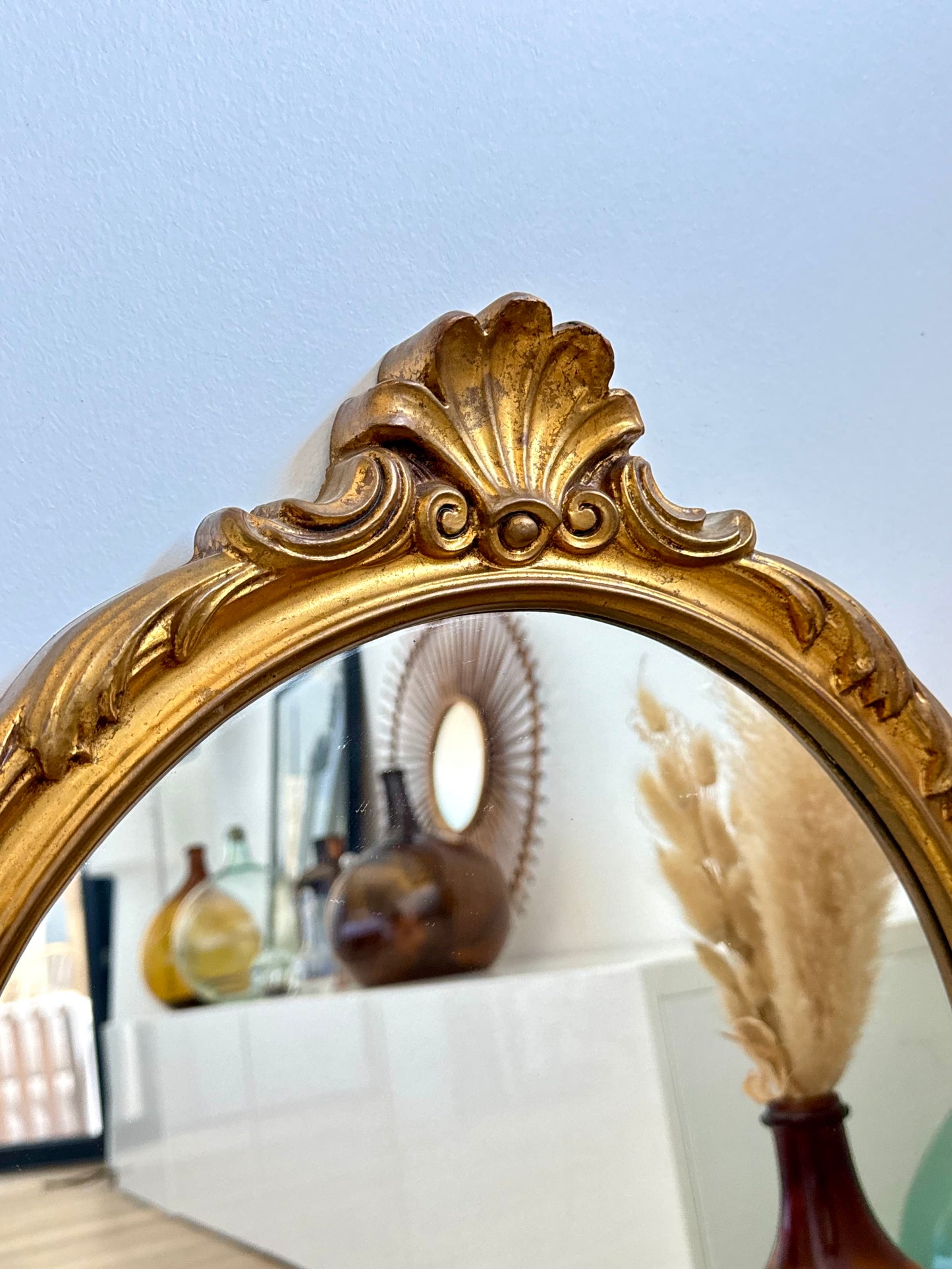 Miroir ovale doré