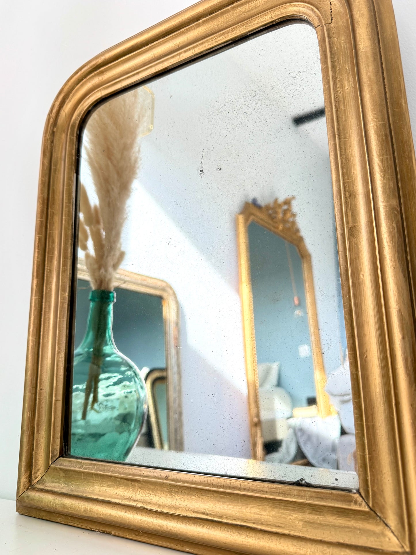 Petit miroir ancien doré Louis Philippe
