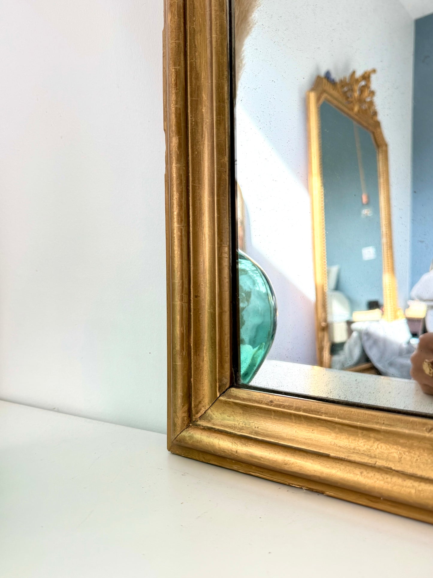 Petit miroir ancien doré Louis Philippe