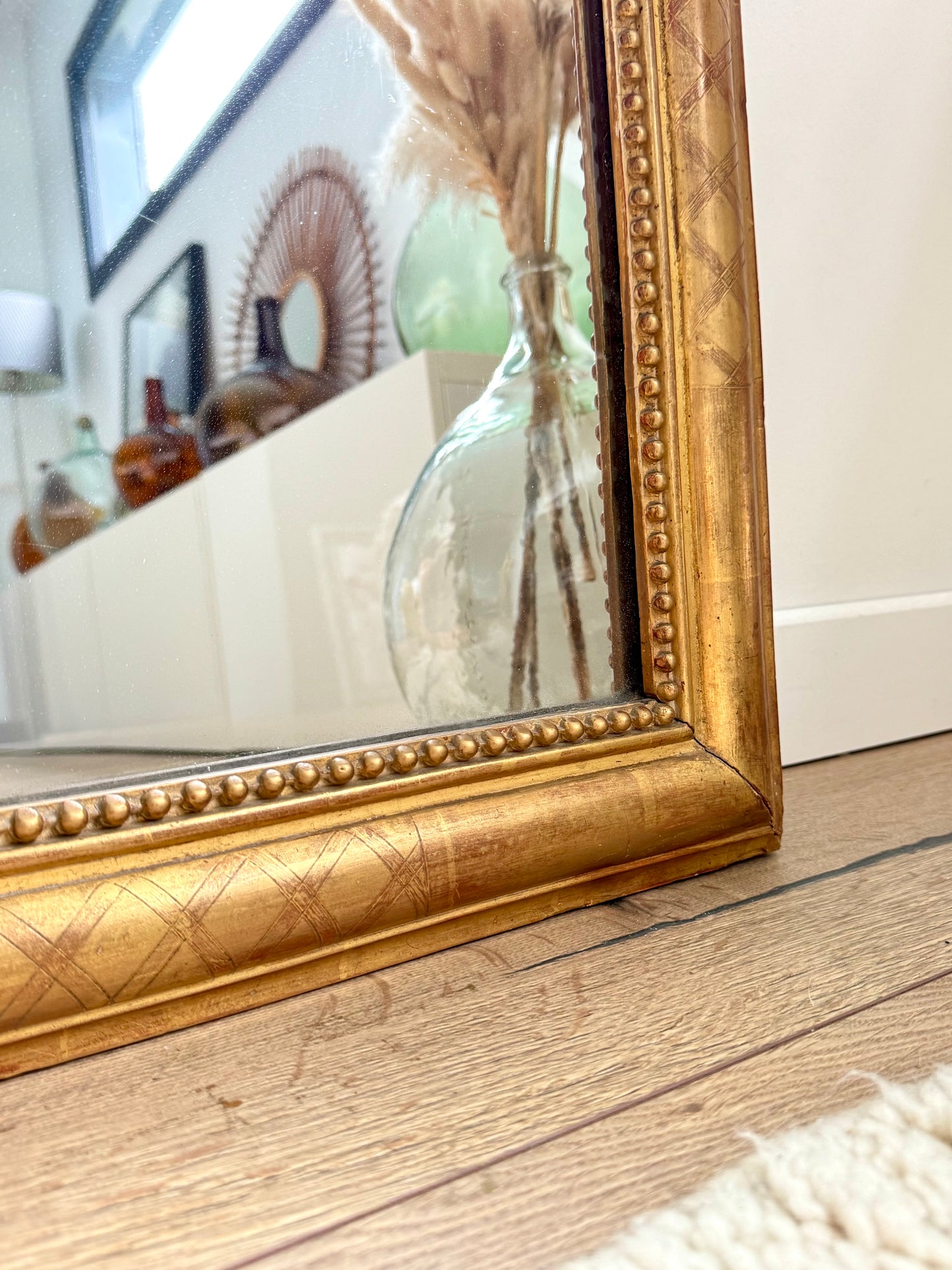 Miroir ancien Louis Philippe, doré à la feuille d’or