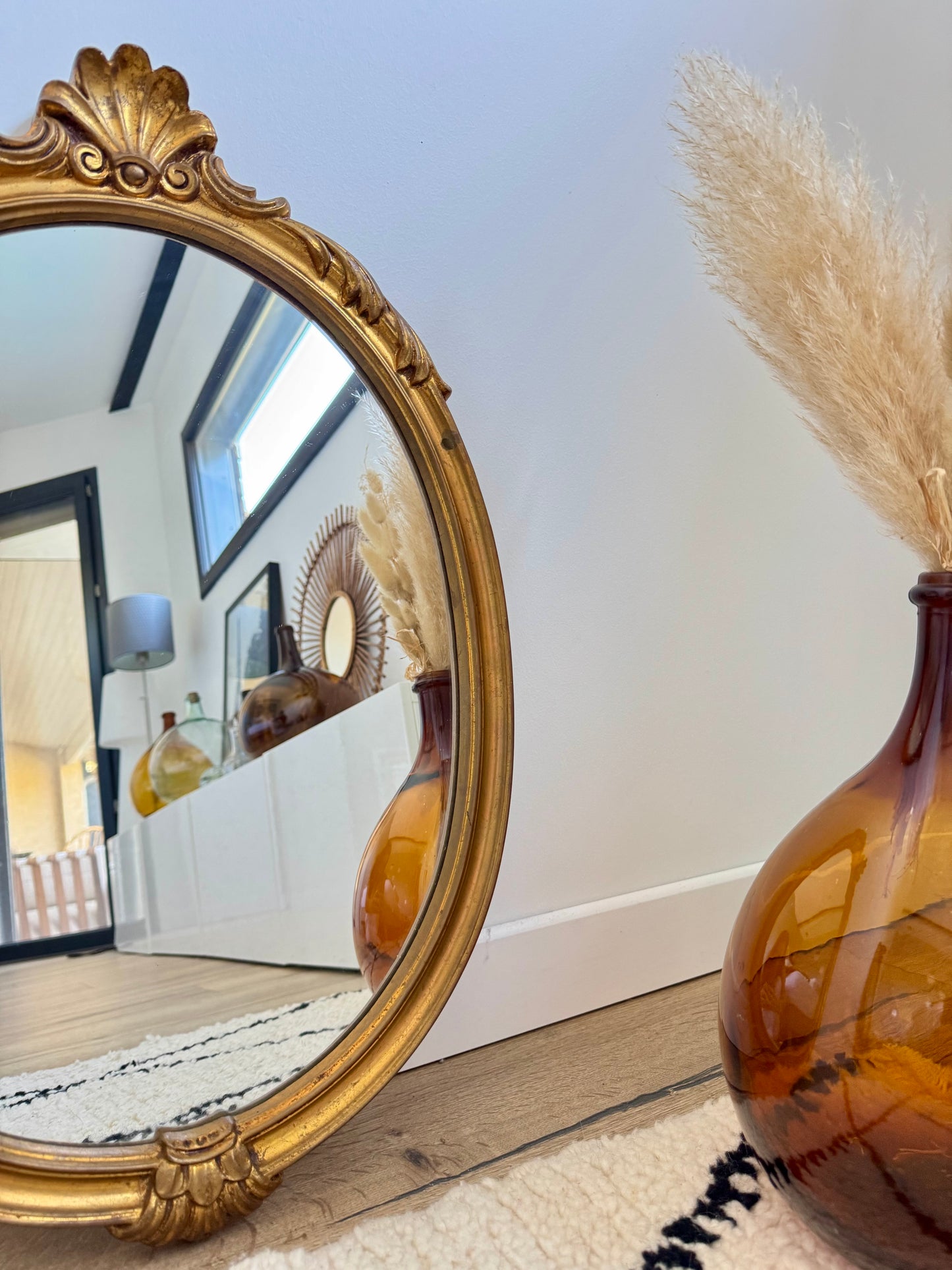 Miroir ovale doré
