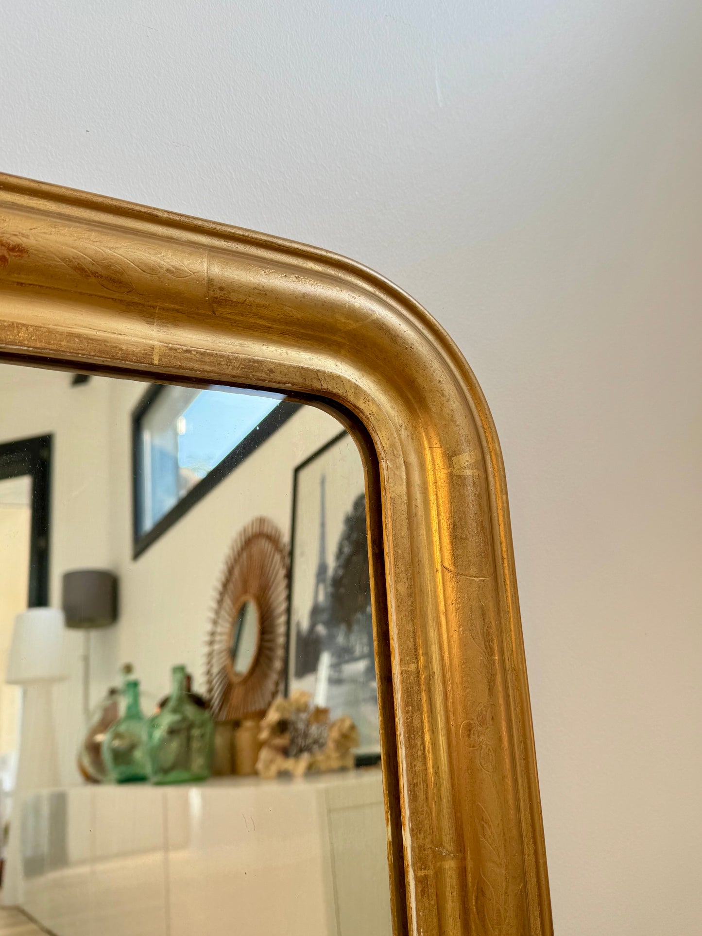 Miroir ancien Louis Philippe doré à la feuille d’or