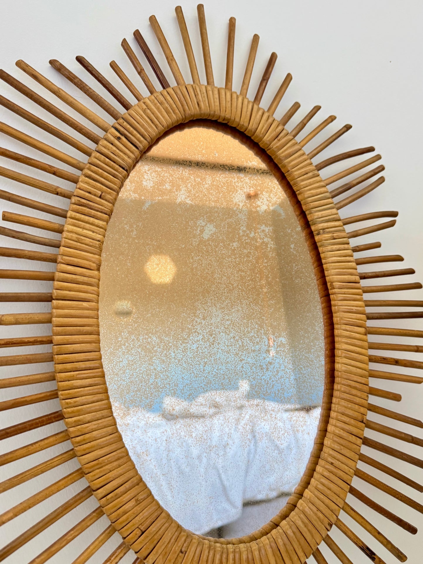 Miroir soleil en rotin