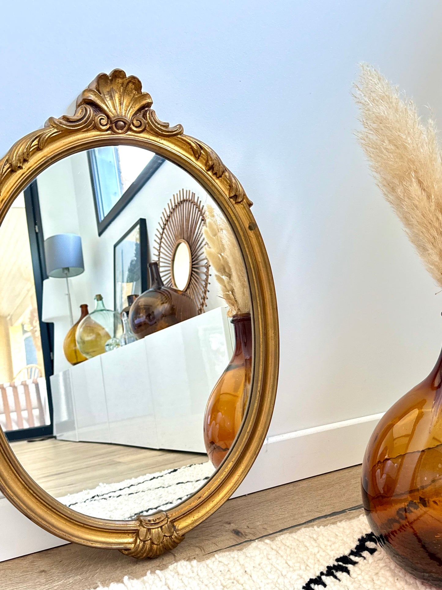 Miroir ovale doré