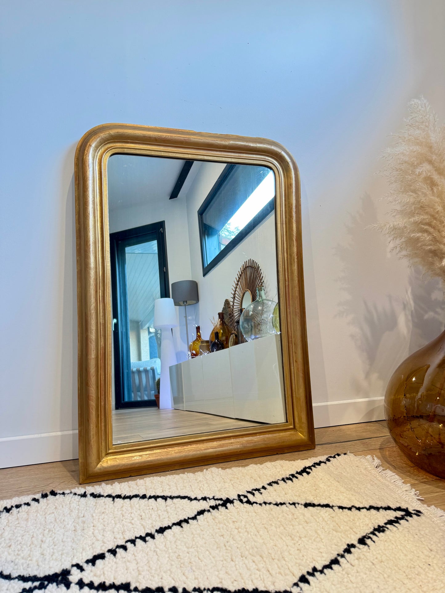 Miroir ancien Louis Philippe doré à la feuille d'or
