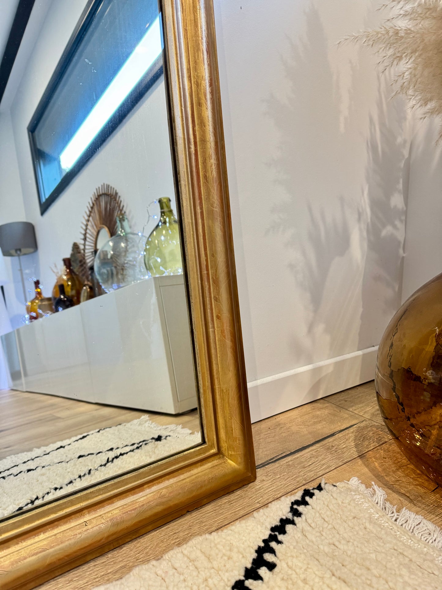 Miroir ancien Louis Philippe doré à la feuille d'or