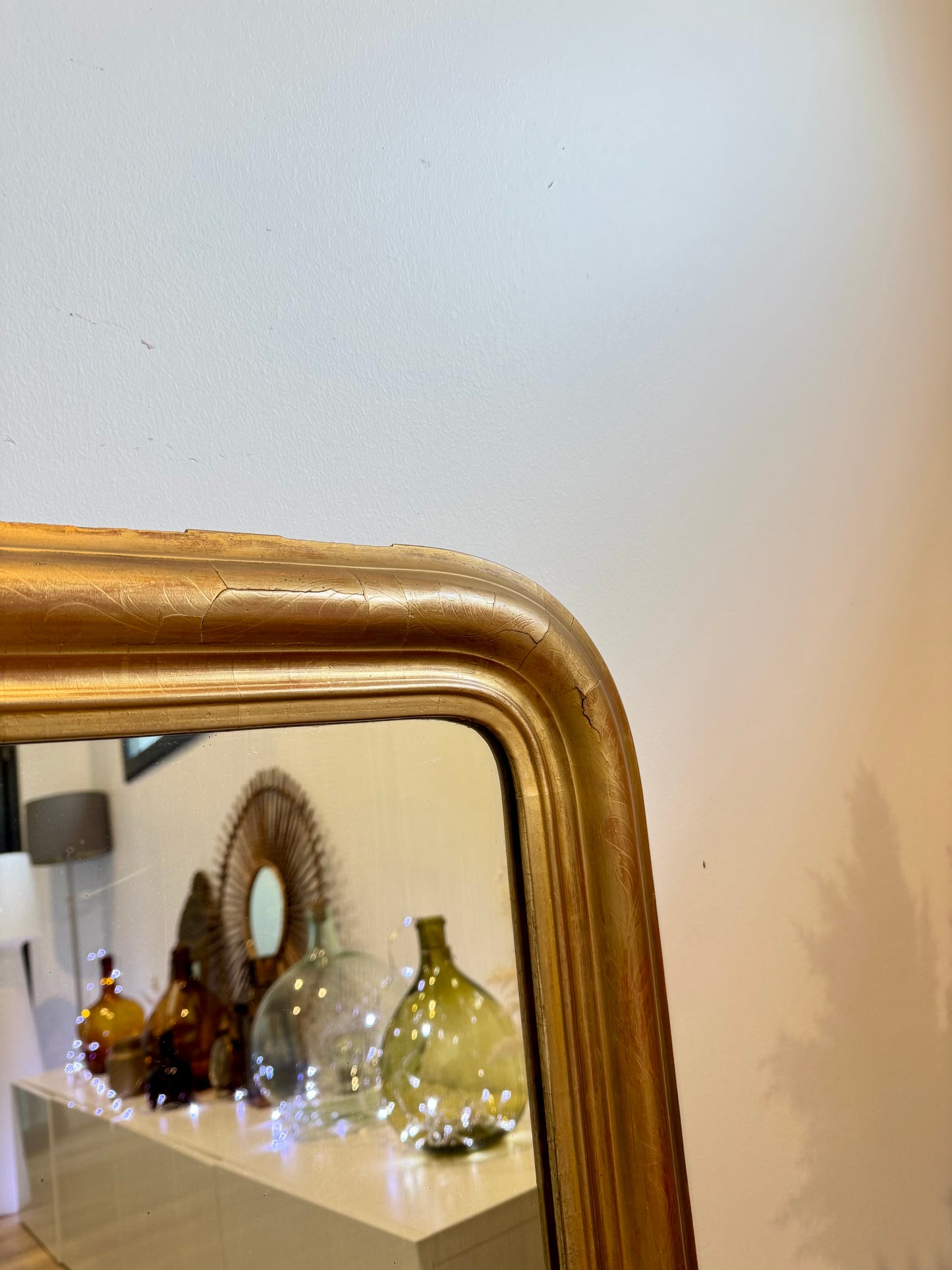 Miroir ancien Louis Philippe doré à la feuille d'or