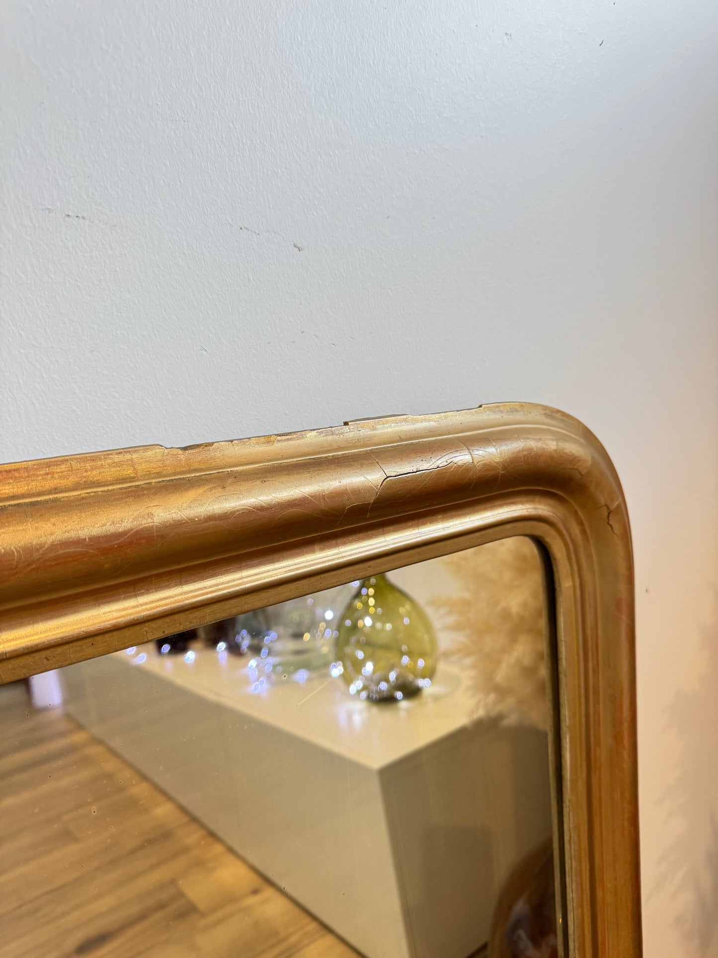 Miroir ancien Louis Philippe doré à la feuille d'or