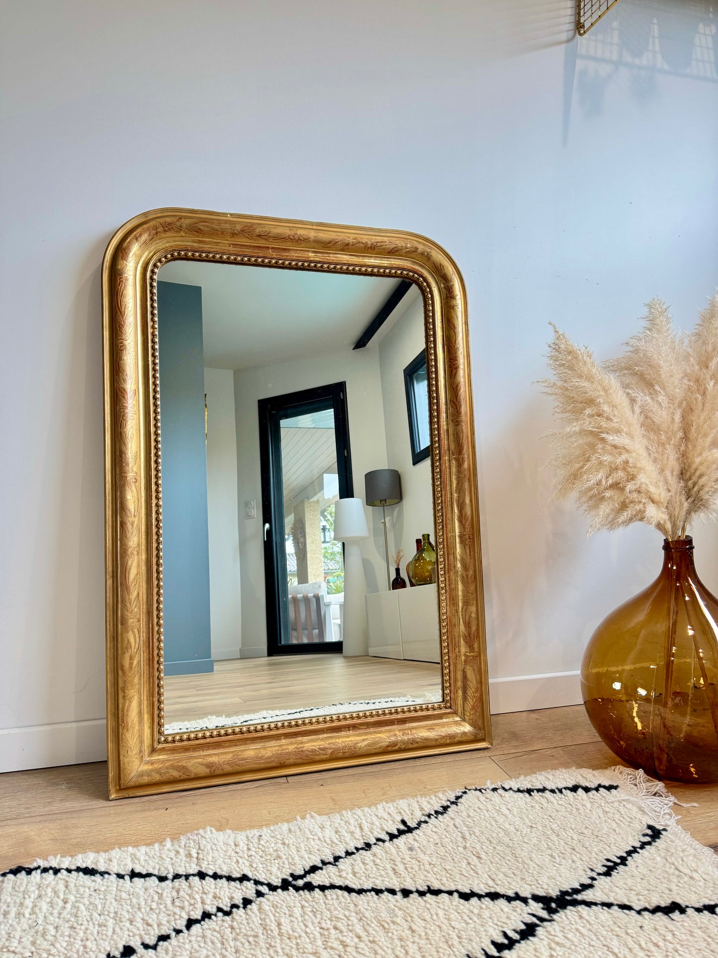 Miroir ancien Louis Philippe doré à la feuille d'or