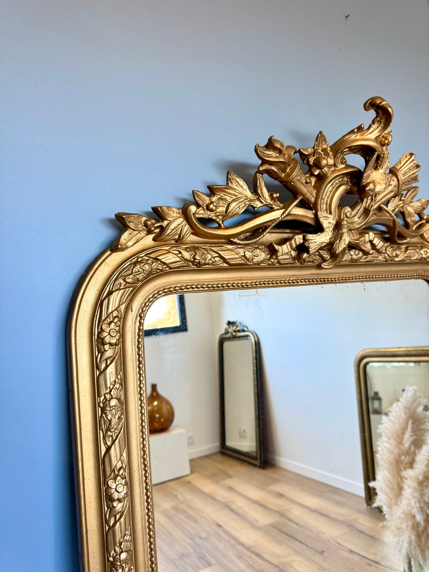 Grand miroir ancien doré Louis Philippe