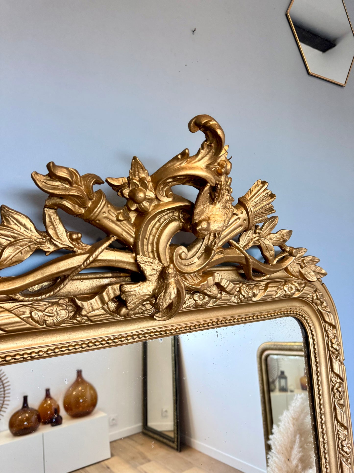 Grand miroir ancien doré Louis Philippe