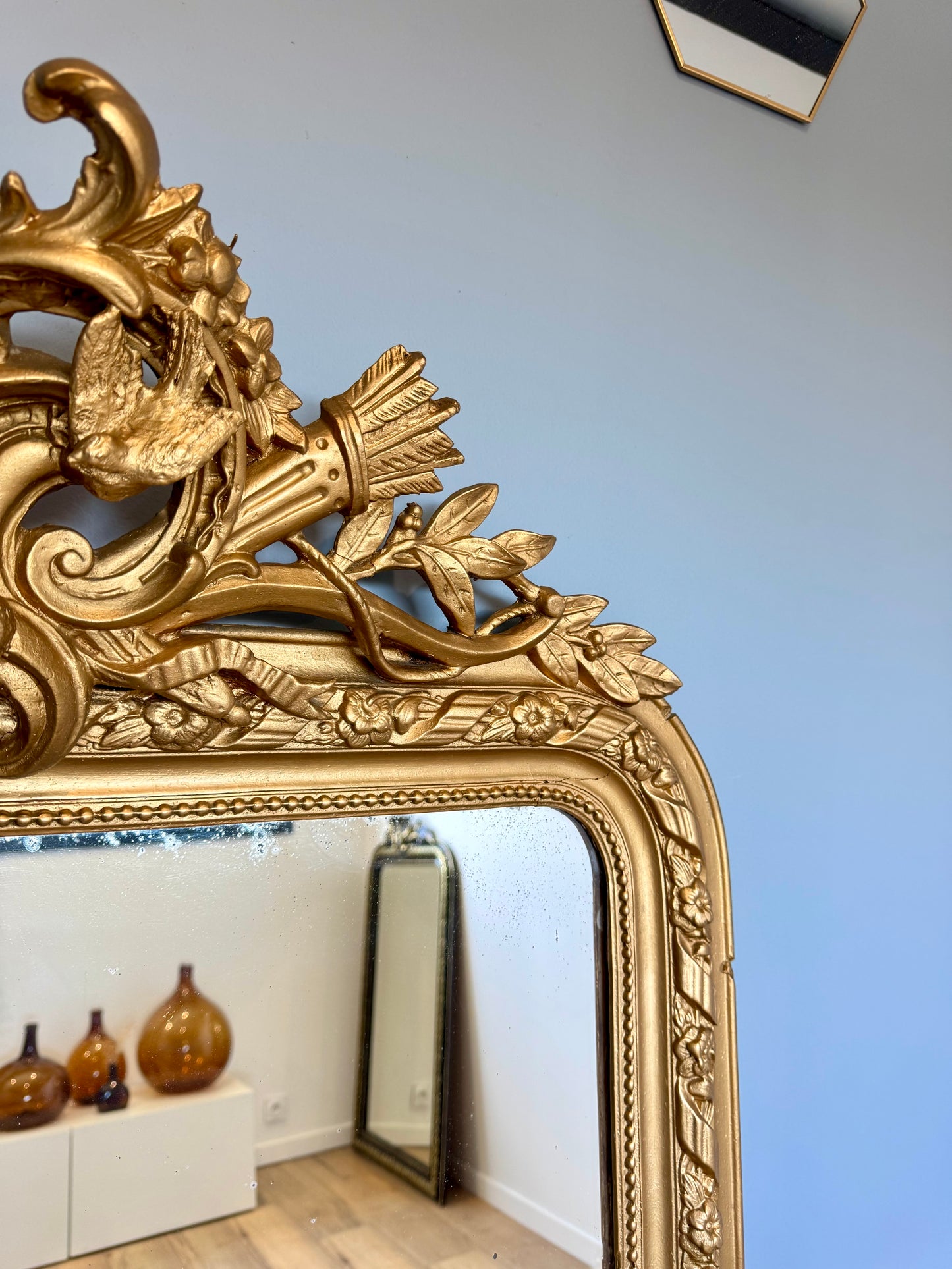 Grand miroir ancien doré Louis Philippe