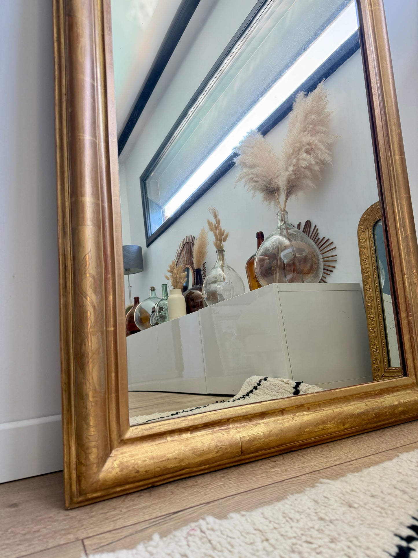Miroir ancien Louis Philippe doré à la feuille d’or