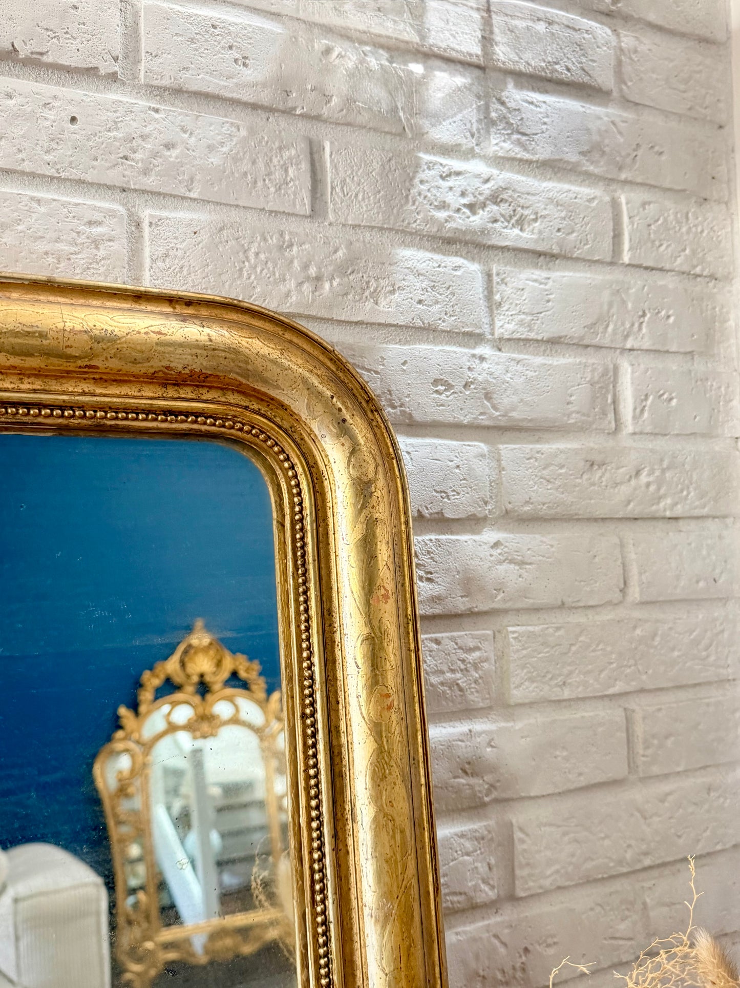 Miroir ancien Louis Philippe doré à la feuille d’or