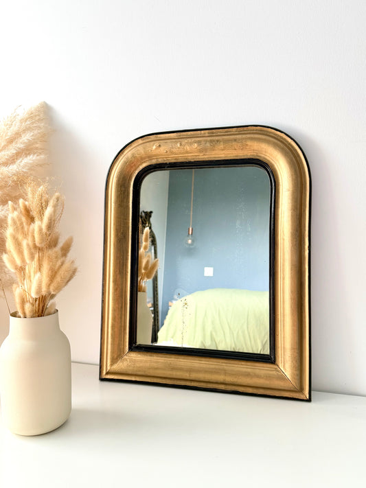 Miroir ancien Louis Philippe doré et noir