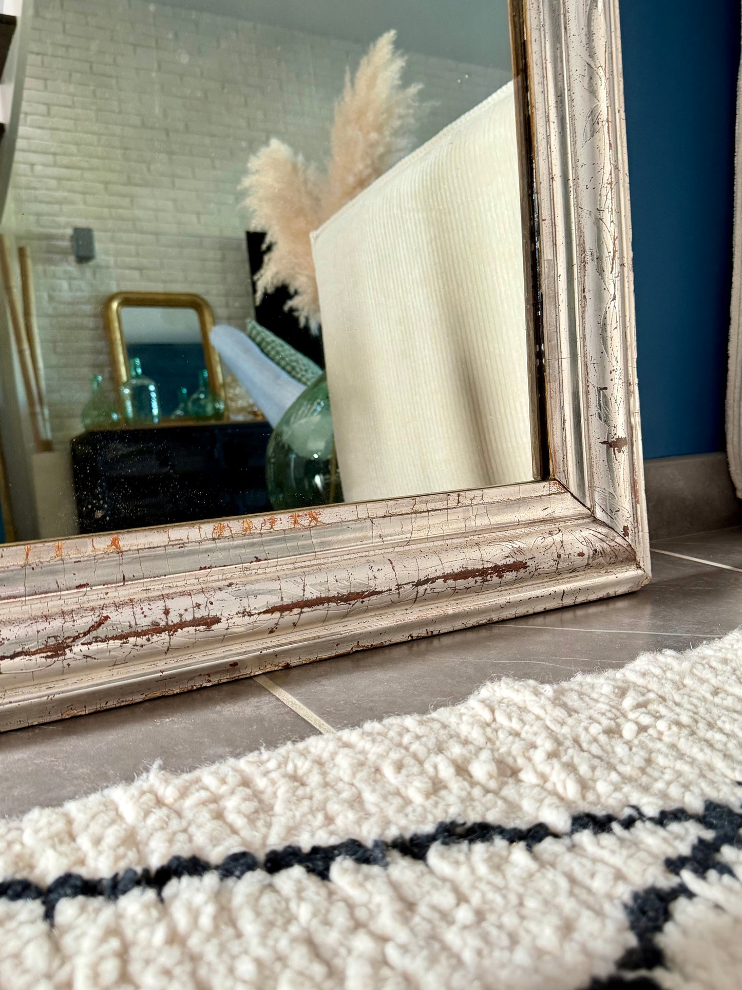 Miroir ancien Louis Philippe à la feuille d’argent