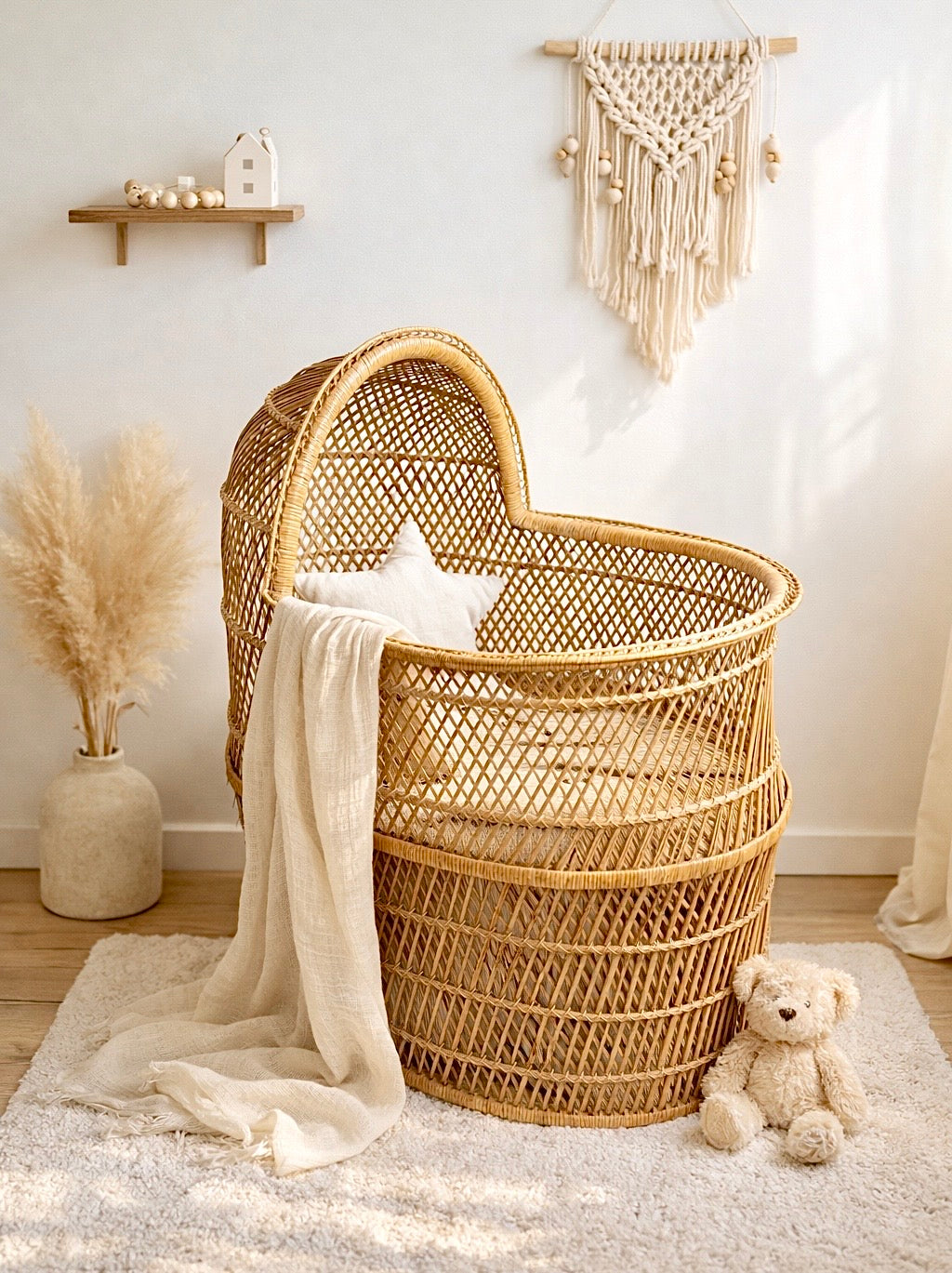 Berceau en rotin vintage