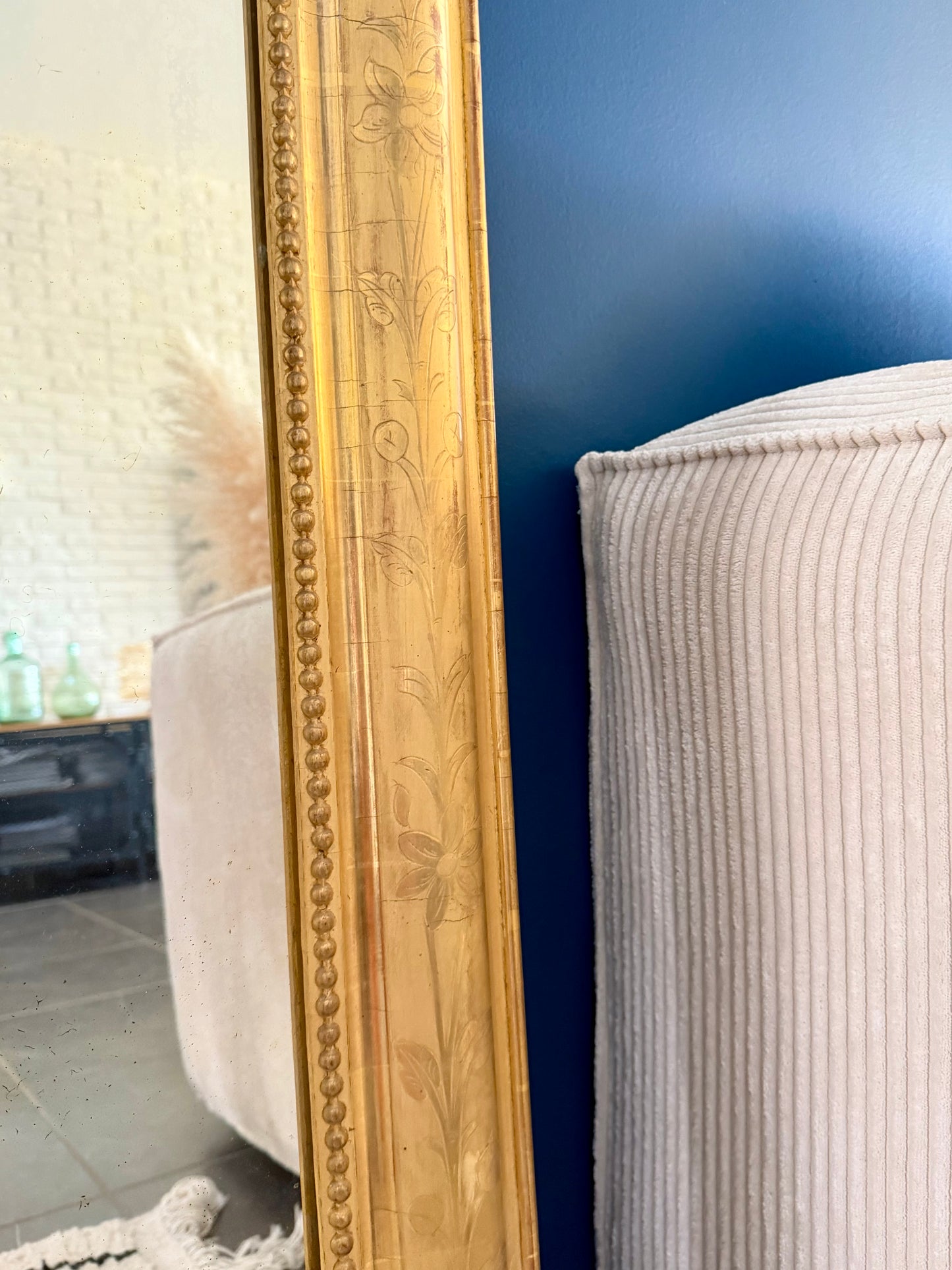 Grand miroir ancien Louis Philippe doré à la feuille d’or