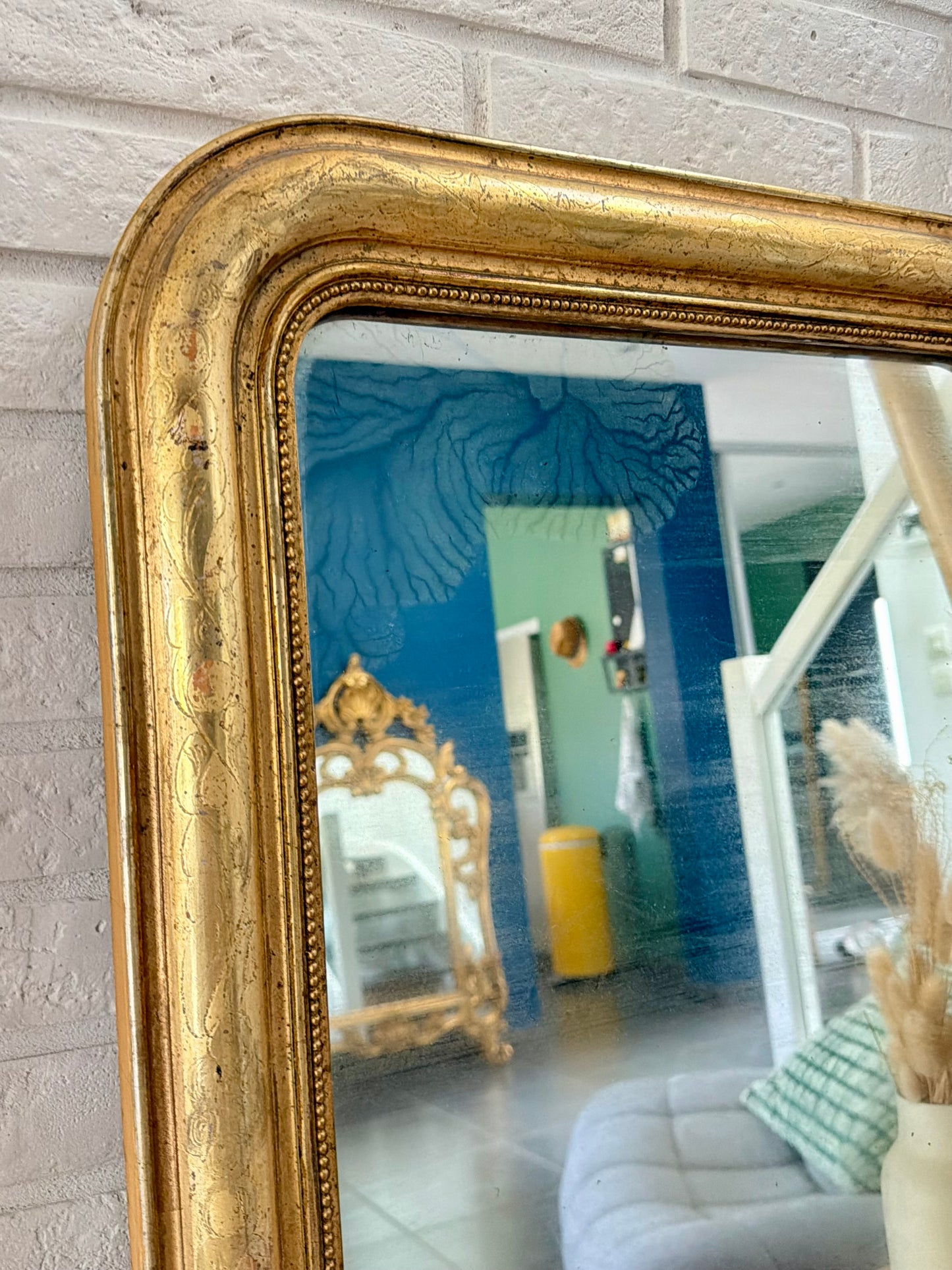 Miroir ancien Louis Philippe doré à la feuille d’or