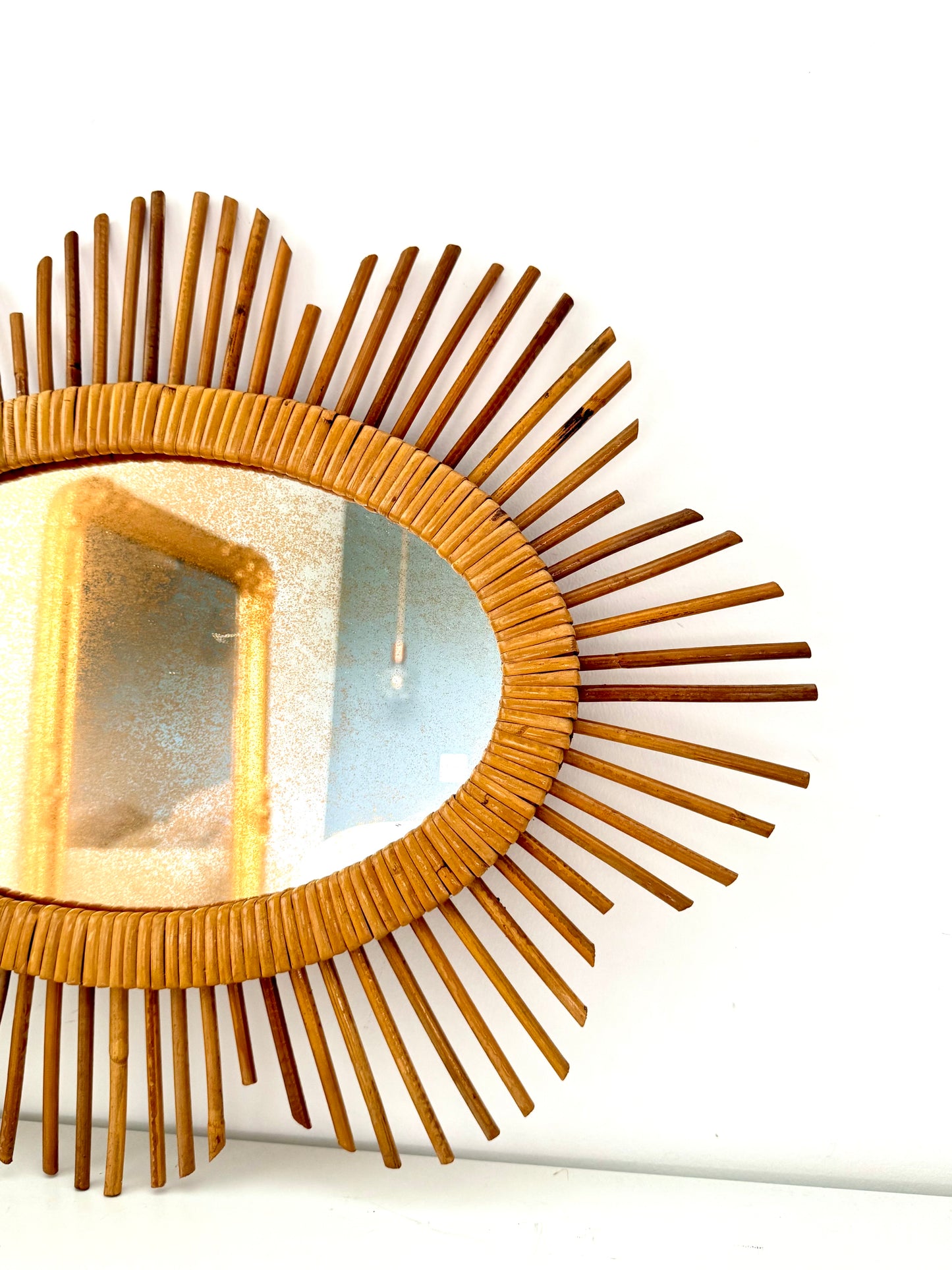 Miroir soleil en rotin