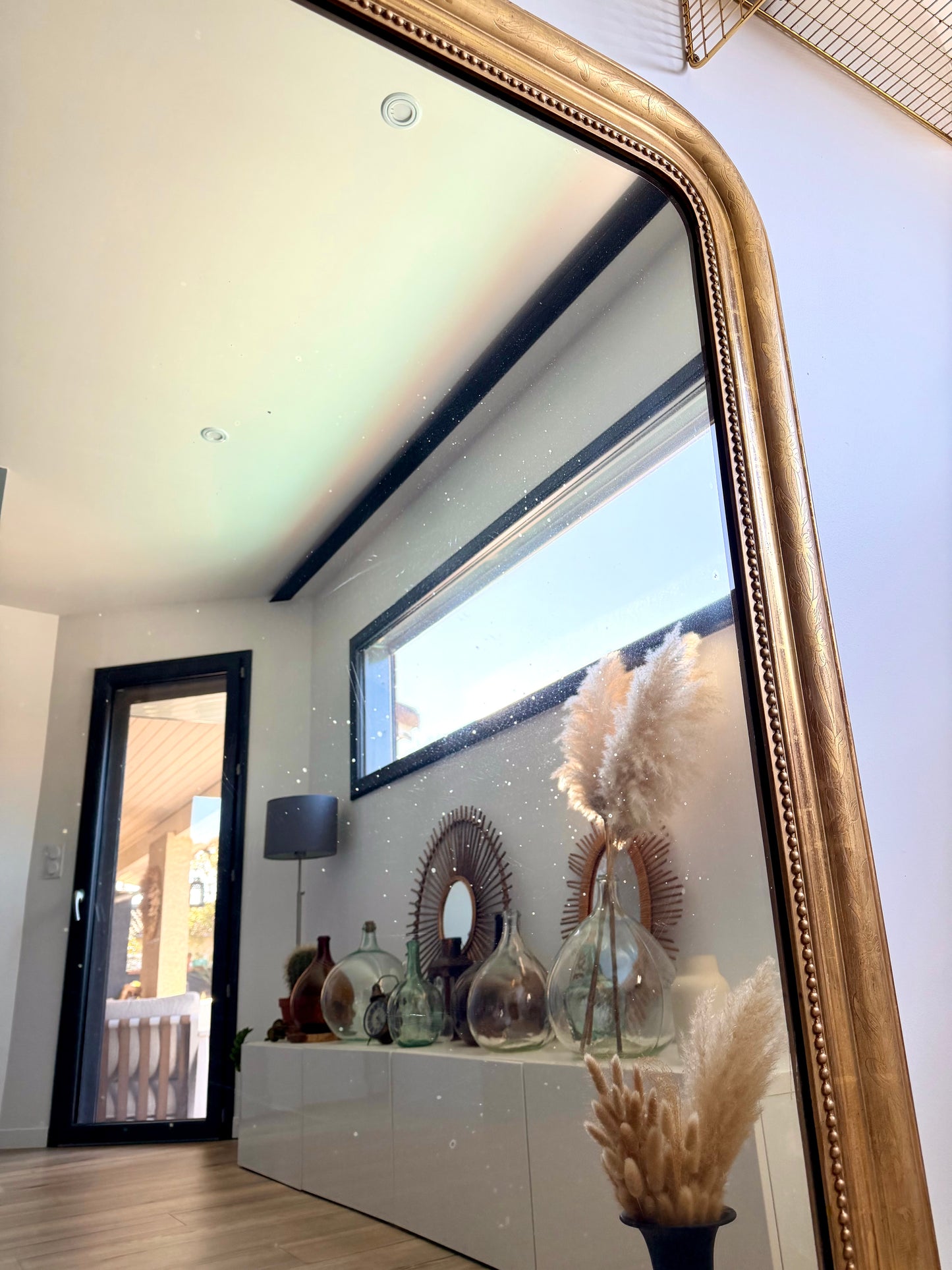Grand miroir ancien Louis Philippe doré à la feuille d’or