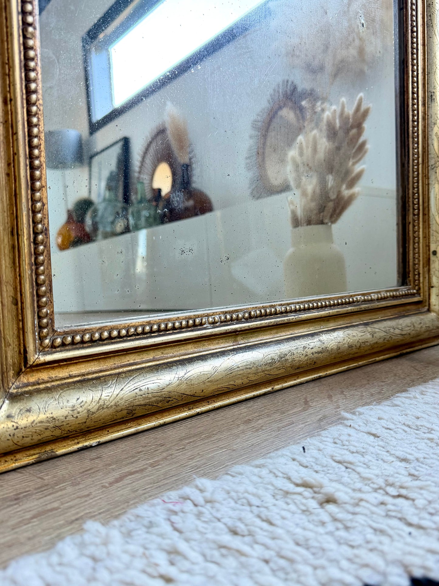 Miroir ancien Louis-Philippe doré à la feuille d’or