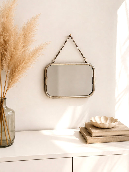 Petit miroir mural vintage en métal