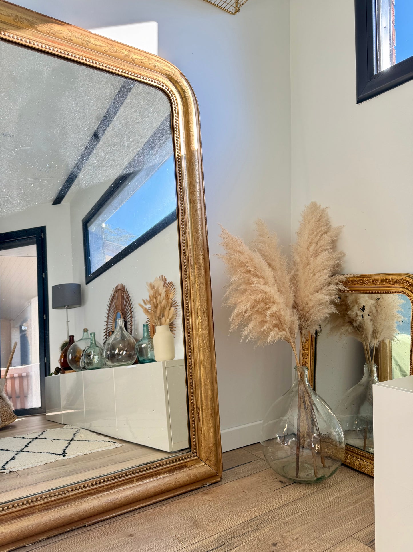Grand miroir ancien Louis Philippe doré à la feuille d’or