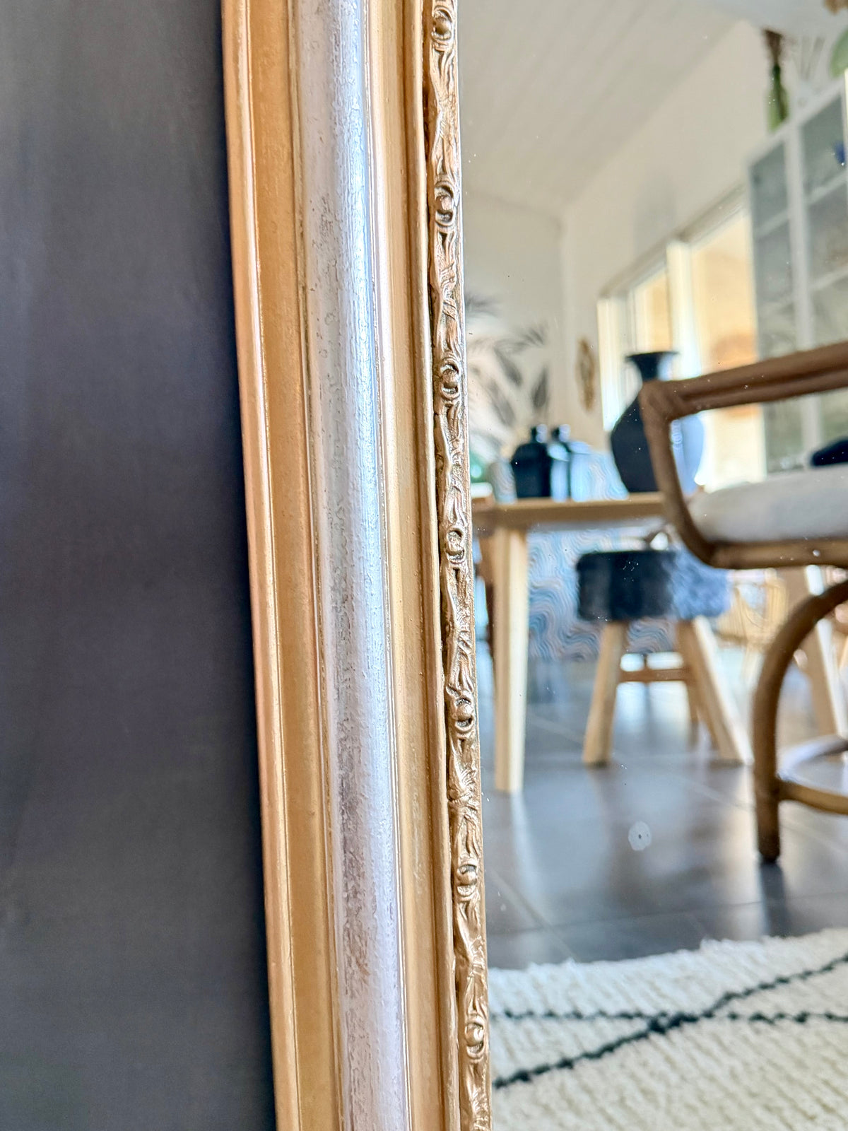 Miroir ancien Louis Philippe doré et argenté