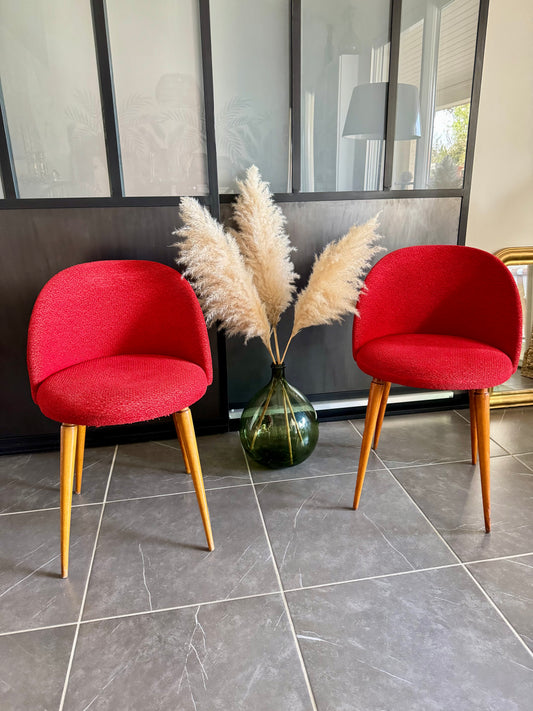 Paire de fauteuils vintage rouges