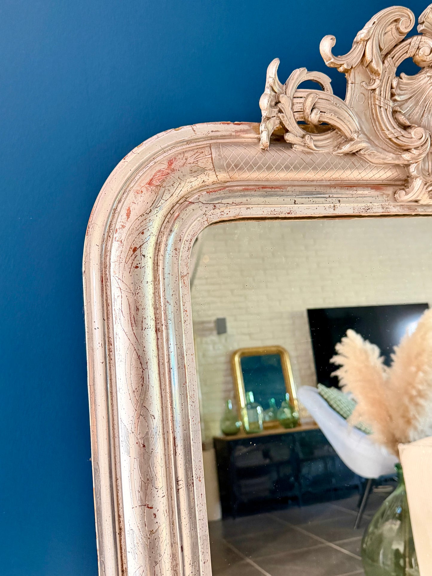 Miroir ancien Louis Philippe à la feuille d’argent