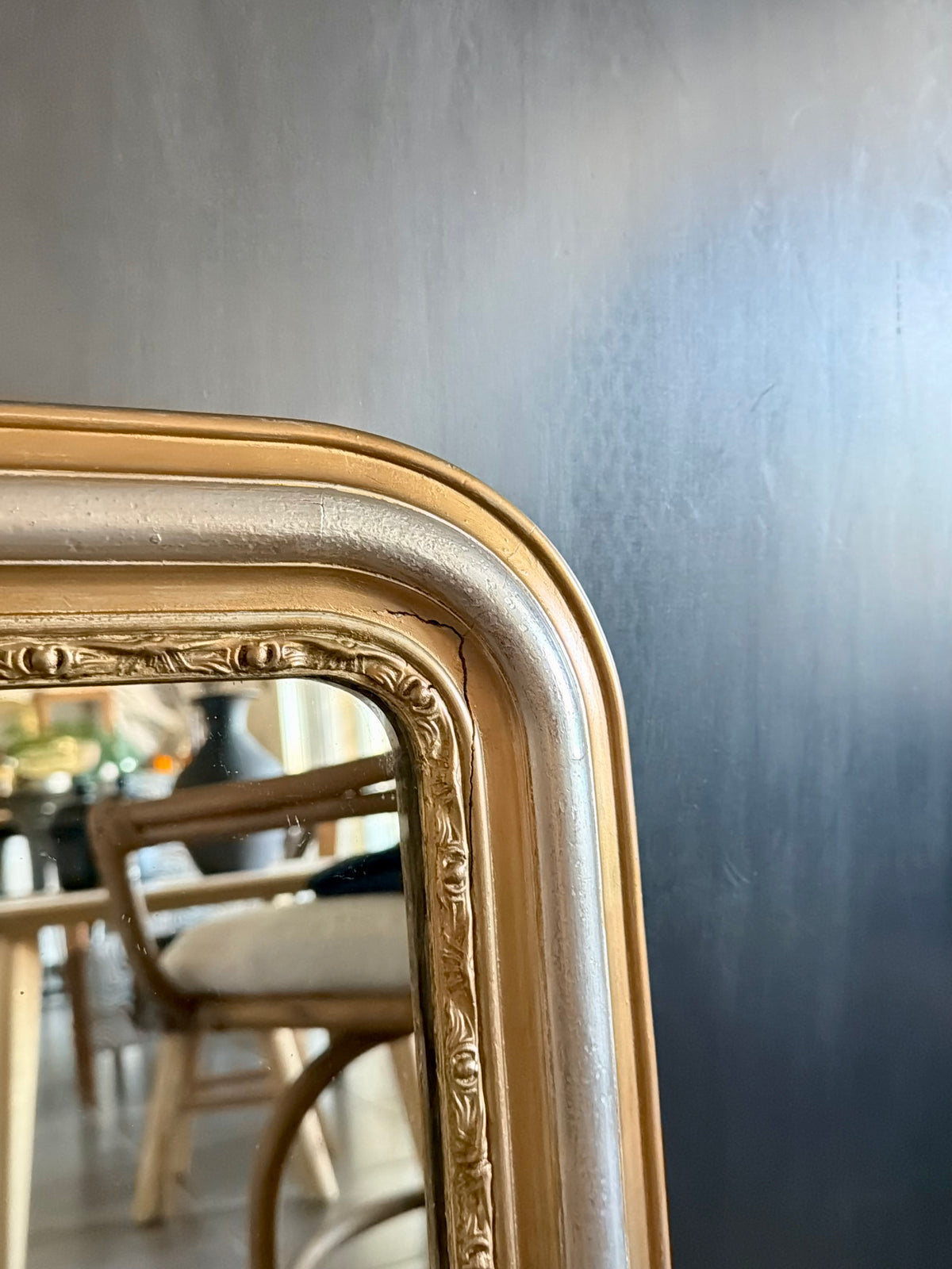 Miroir ancien Louis Philippe doré et argenté