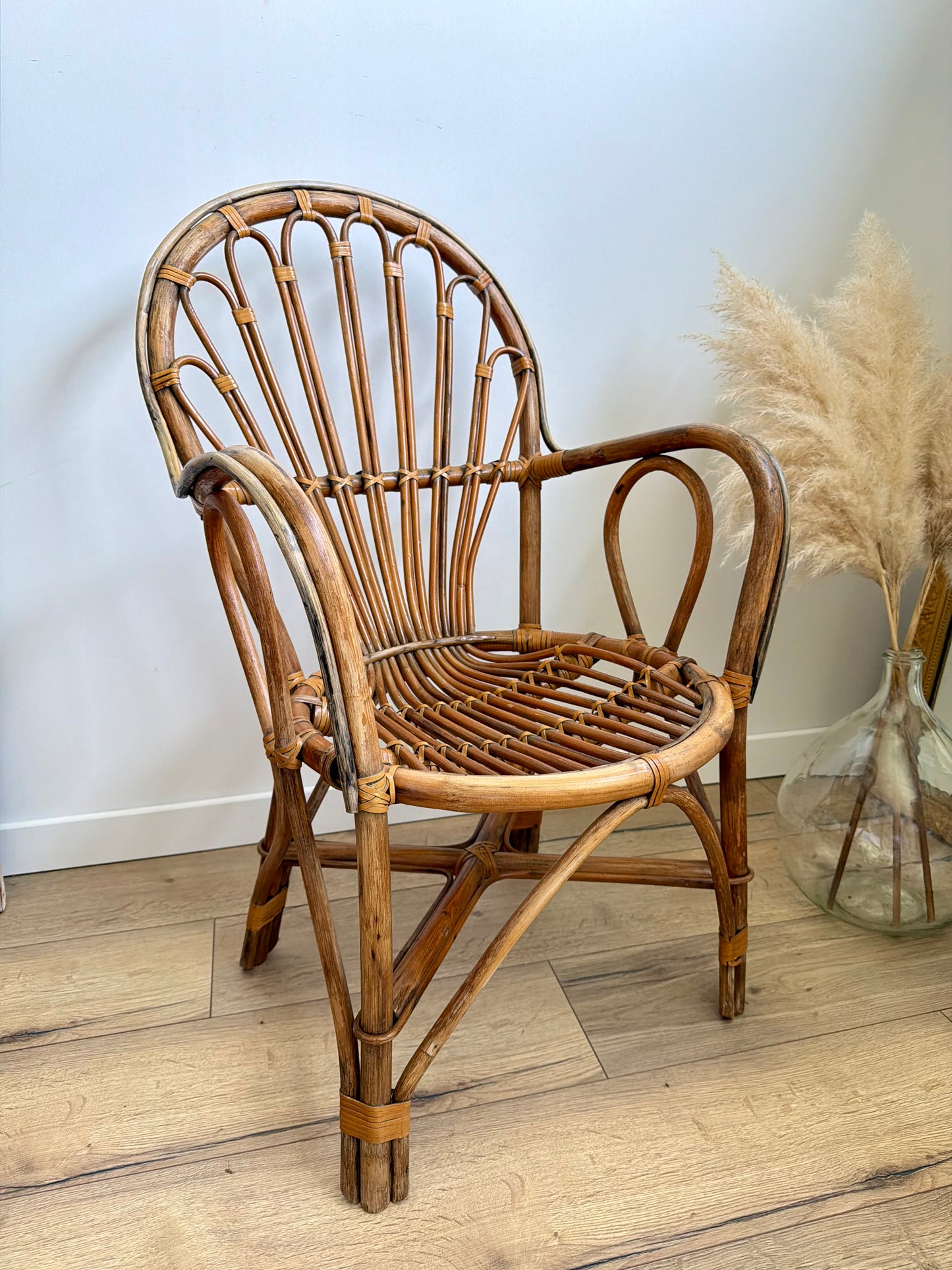 Chaise adulte en rotin et bambou