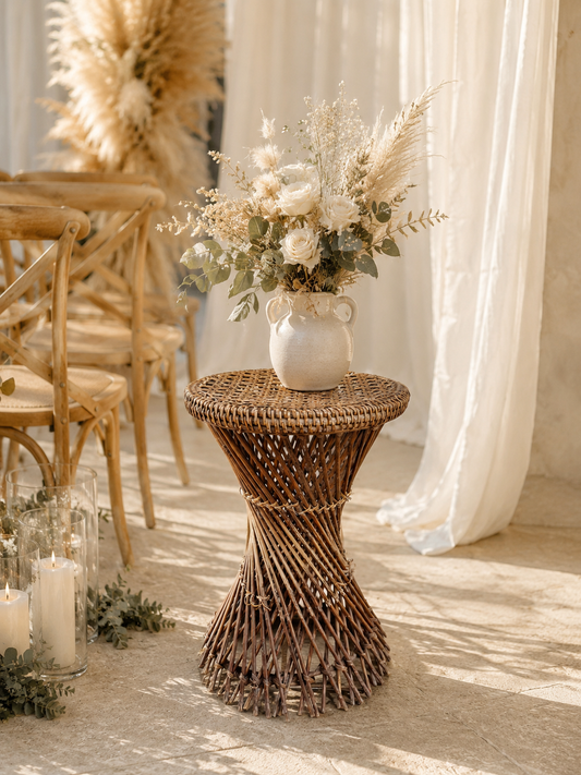 Tabouret en rotin vintage
