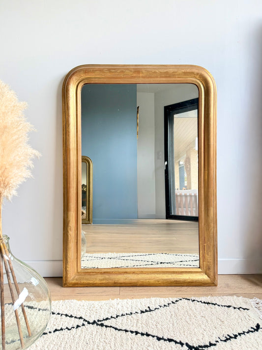 Grand miroir ancien Louis Philippe doré à la feuille d’or
