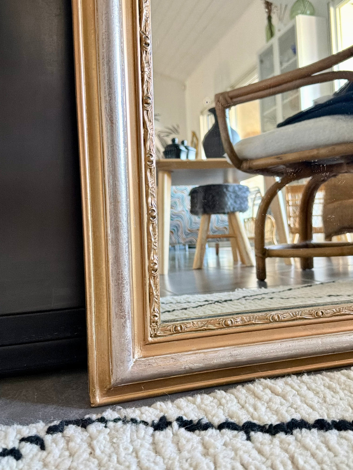 Miroir ancien Louis Philippe doré et argenté