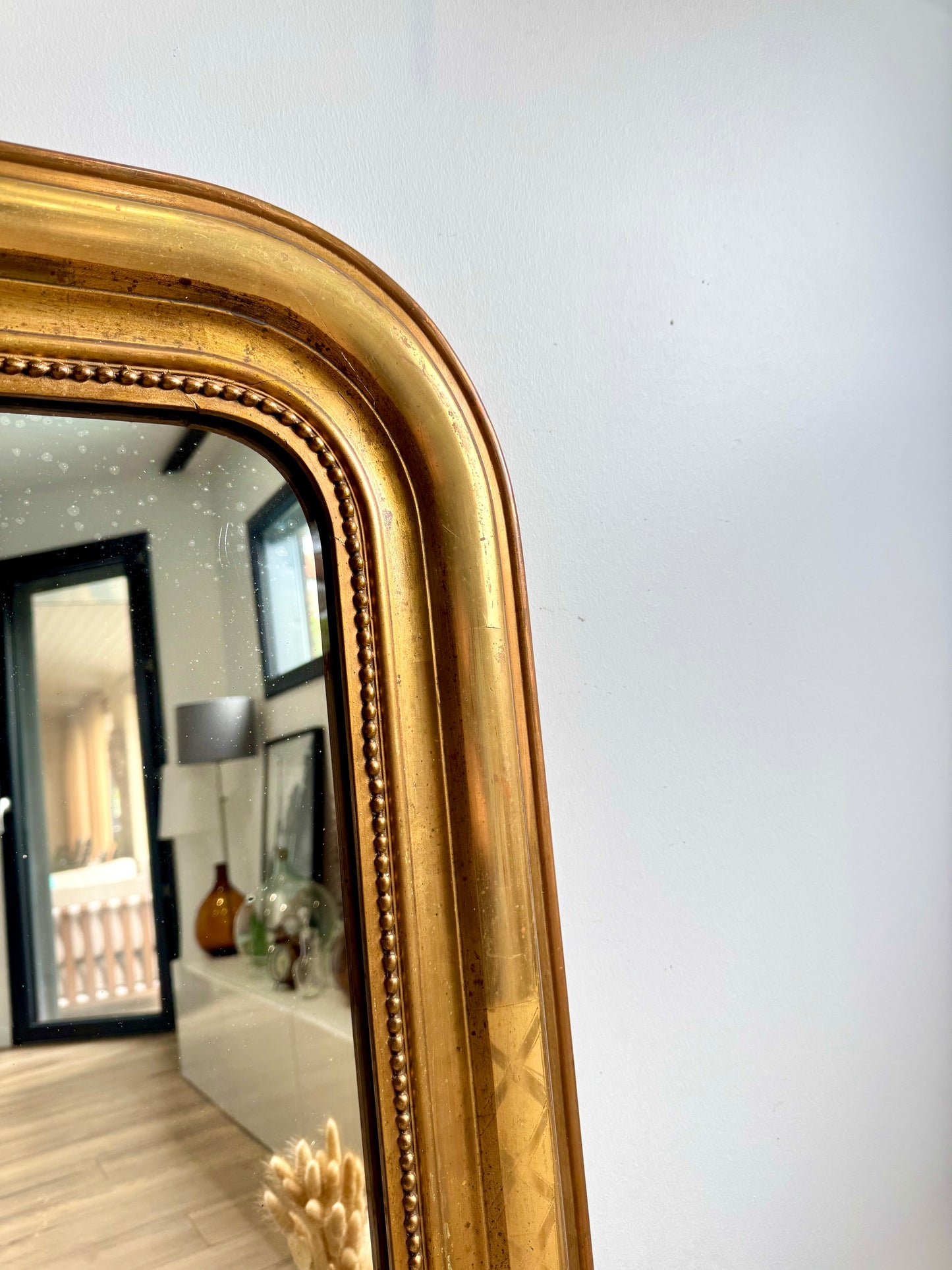 Grand miroir ancien Louis Philippe doré à la feuille d’or