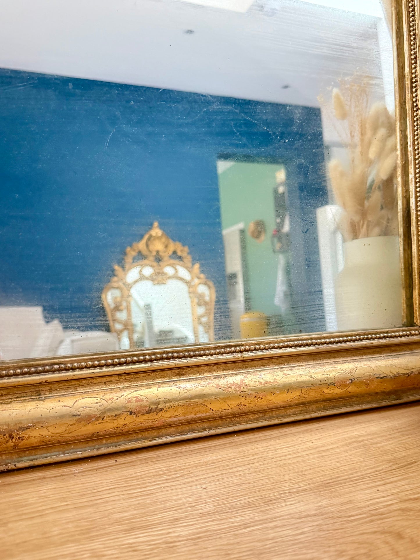 Miroir ancien Louis Philippe doré à la feuille d’or
