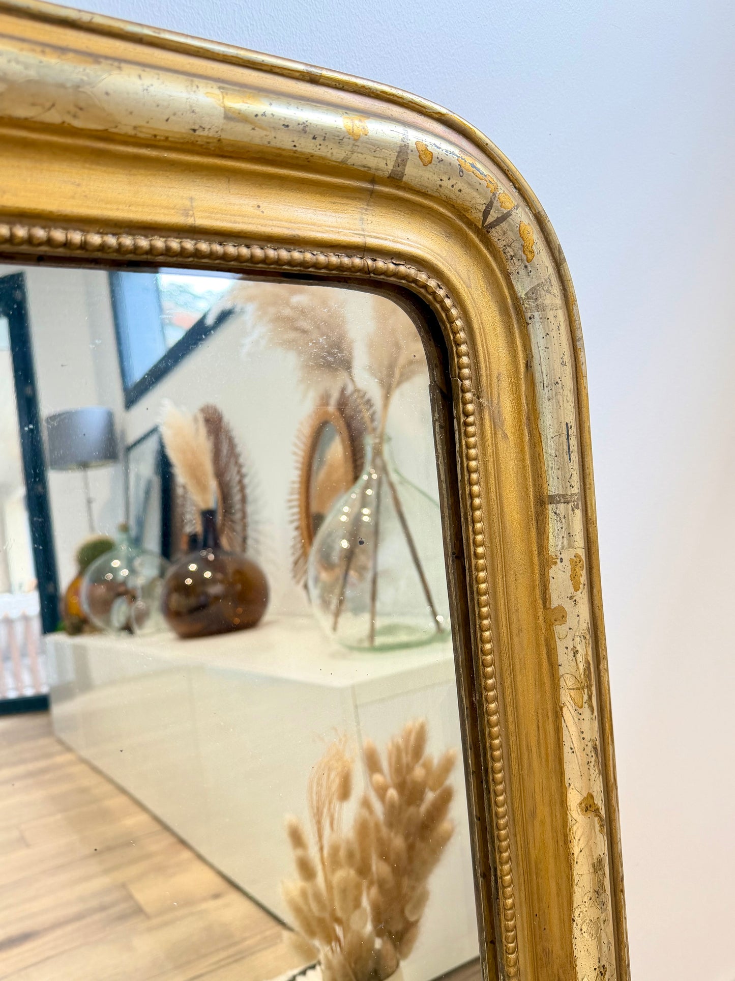 Miroir ancien Louis Philippe doré à la feuille d’or