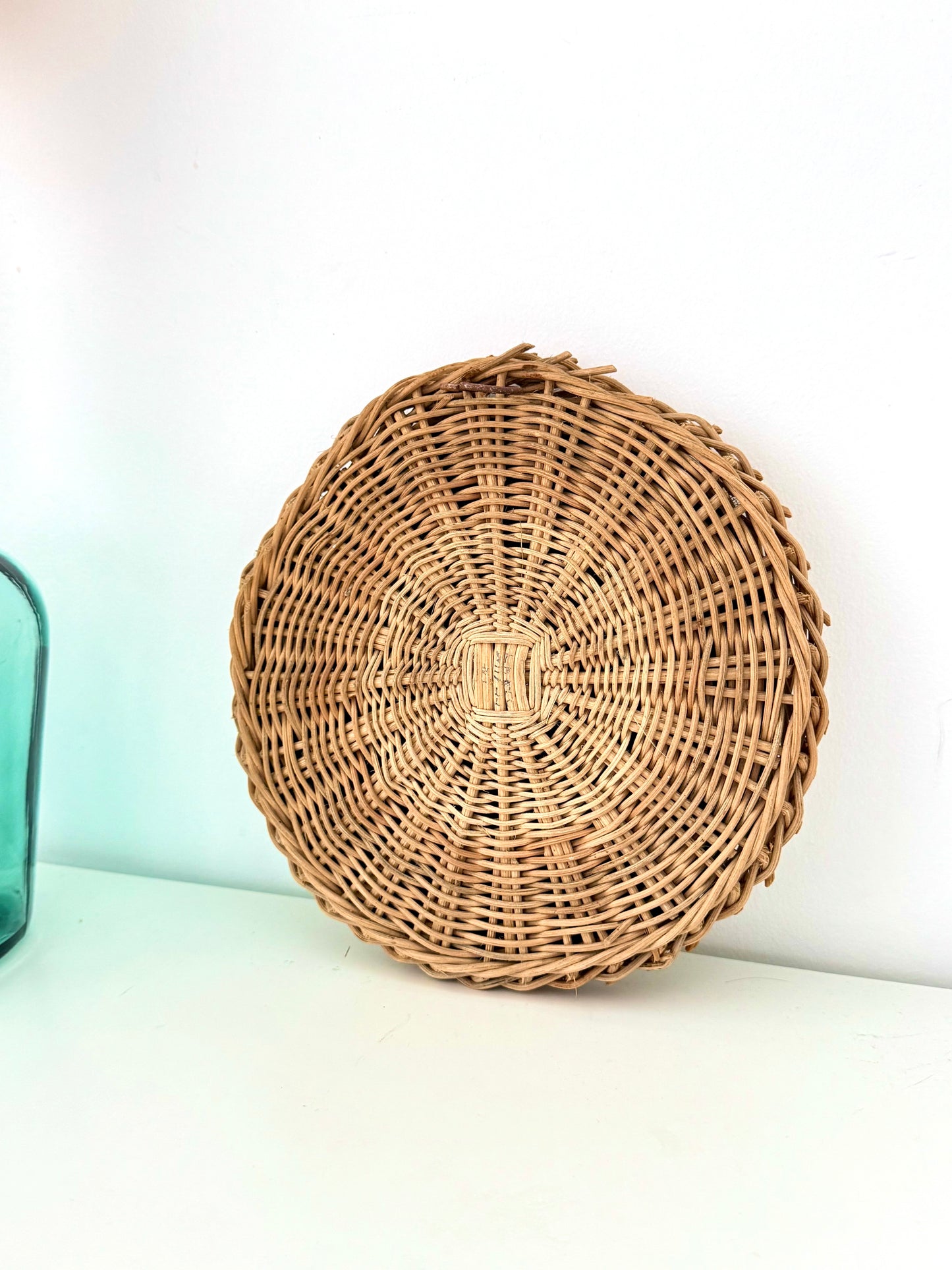Miroir rond en rotin