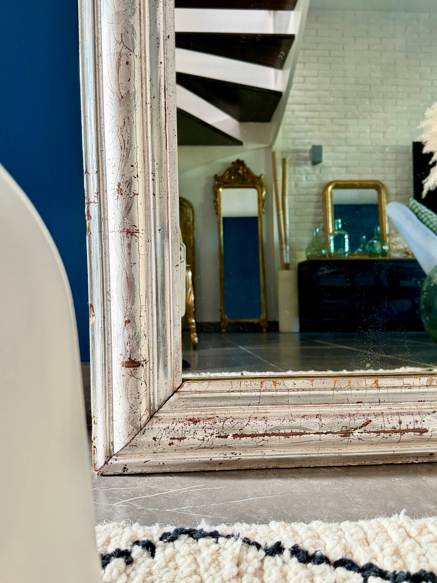 Miroir ancien Louis Philippe à la feuille d’argent