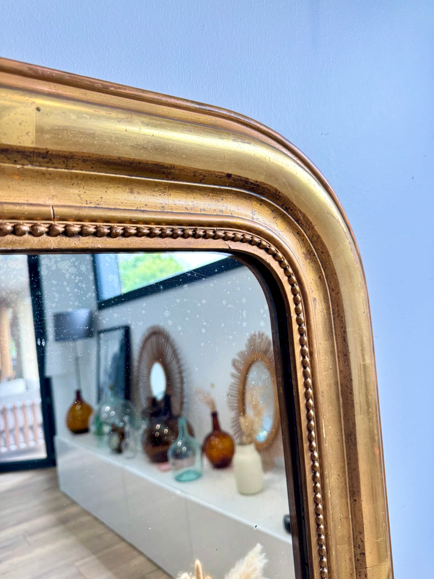 Grand miroir ancien Louis Philippe doré à la feuille d’or