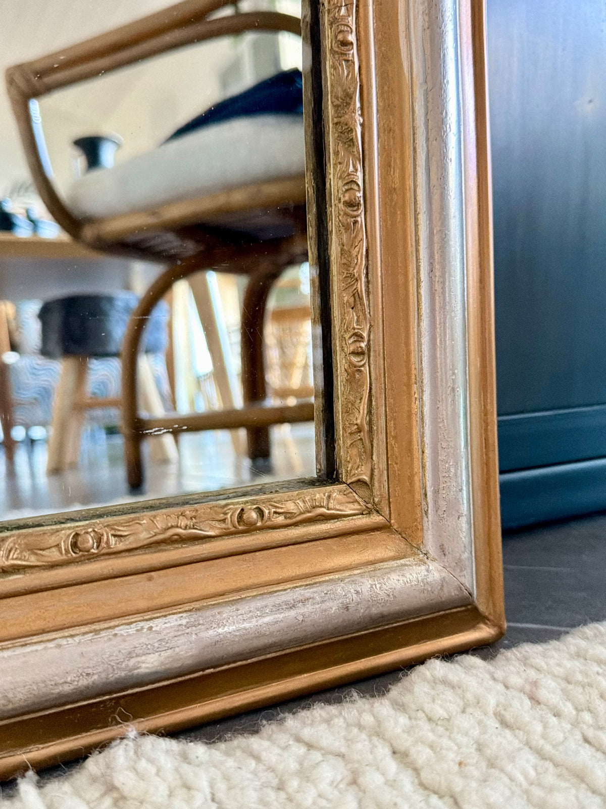 Miroir ancien Louis Philippe doré et argenté